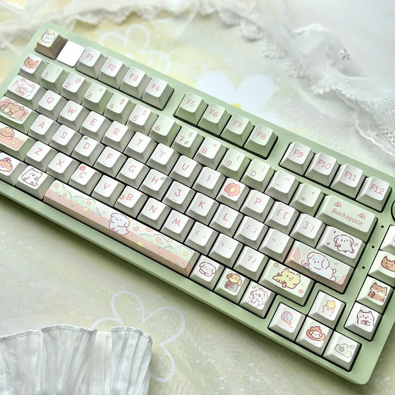 Customized Cute Cartoon Keycaps Cherry Profile Dye Sub PBT Keycaps 95 Keys for 75% Cherry Gateron MX Switches Gaming Keyboard
