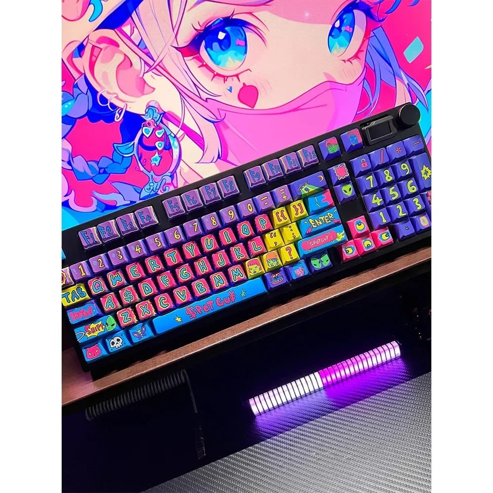 PIIFOX SPOTGUY Jointly 《Quiet&Cool》 PBT Original Profile Keycaps 5-Sided Heat Sublimation 146 Keys Custom  Keyboard Replacement