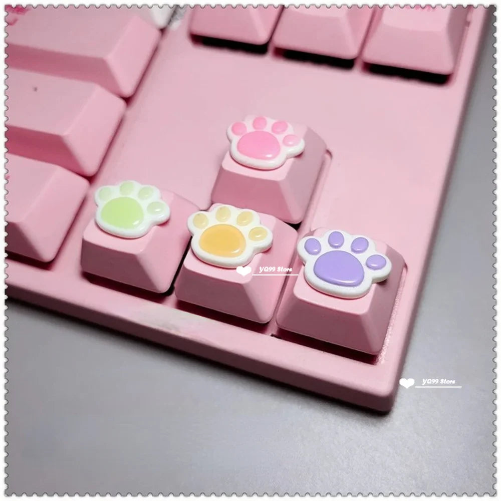 4pcs/set Lovely Cat Claw Key Cap Personality Cat Paw Keycaps for Mechanical Keyboard R4 Arrow Keys Pink Cute DIY Keycaps
