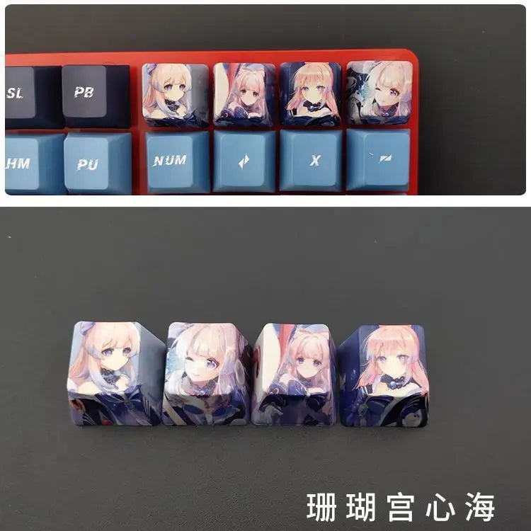 Cartoon Anime Genshin Impact Keycap zhongli Mechanical keyboard replacement key R4 PBT thermal sublimation Cherry OEM height