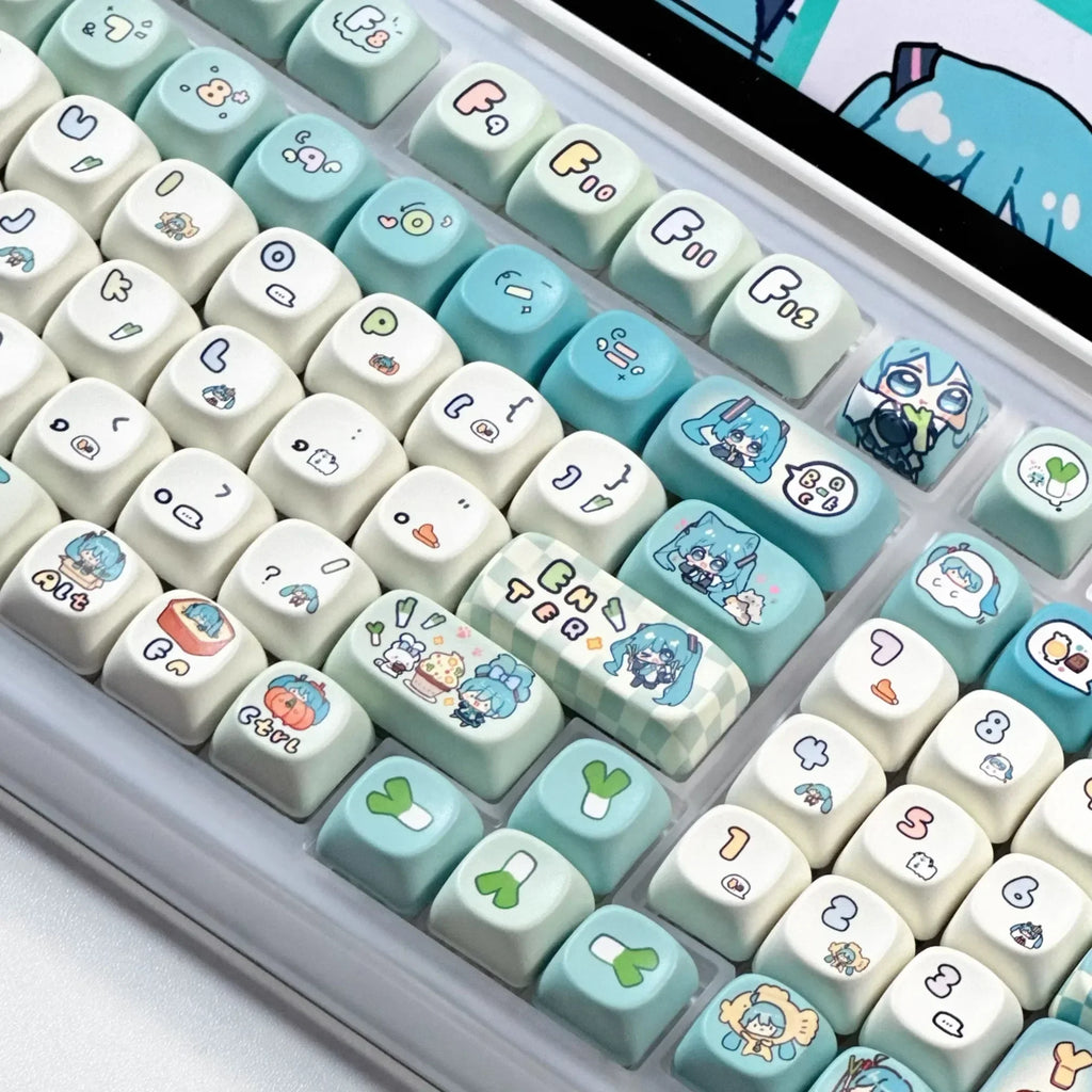 Miku Anime Keycap Xoa Pbt Cartoon Keycap Customization Individuation Keyset For Mechanical Gaming Keyboard Switch Gifts