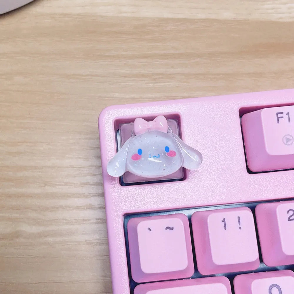 Kawaii Sanrio My Melody Cinnamoroll Kuromi Keycap Esc Base Transparent Cross Axis Mechanical Keyboard Keycaps Decorate Girl Gift