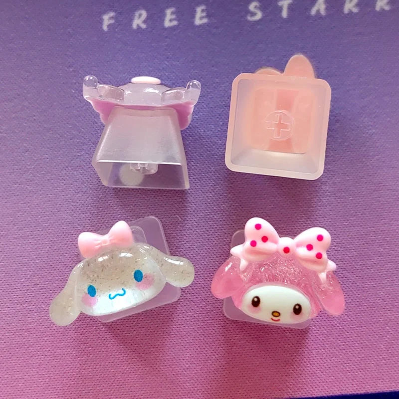 Diy Sanrio Translucent Keycap for Cross Axis Mechanical Keyboards Female Love Kuromi Key Cover