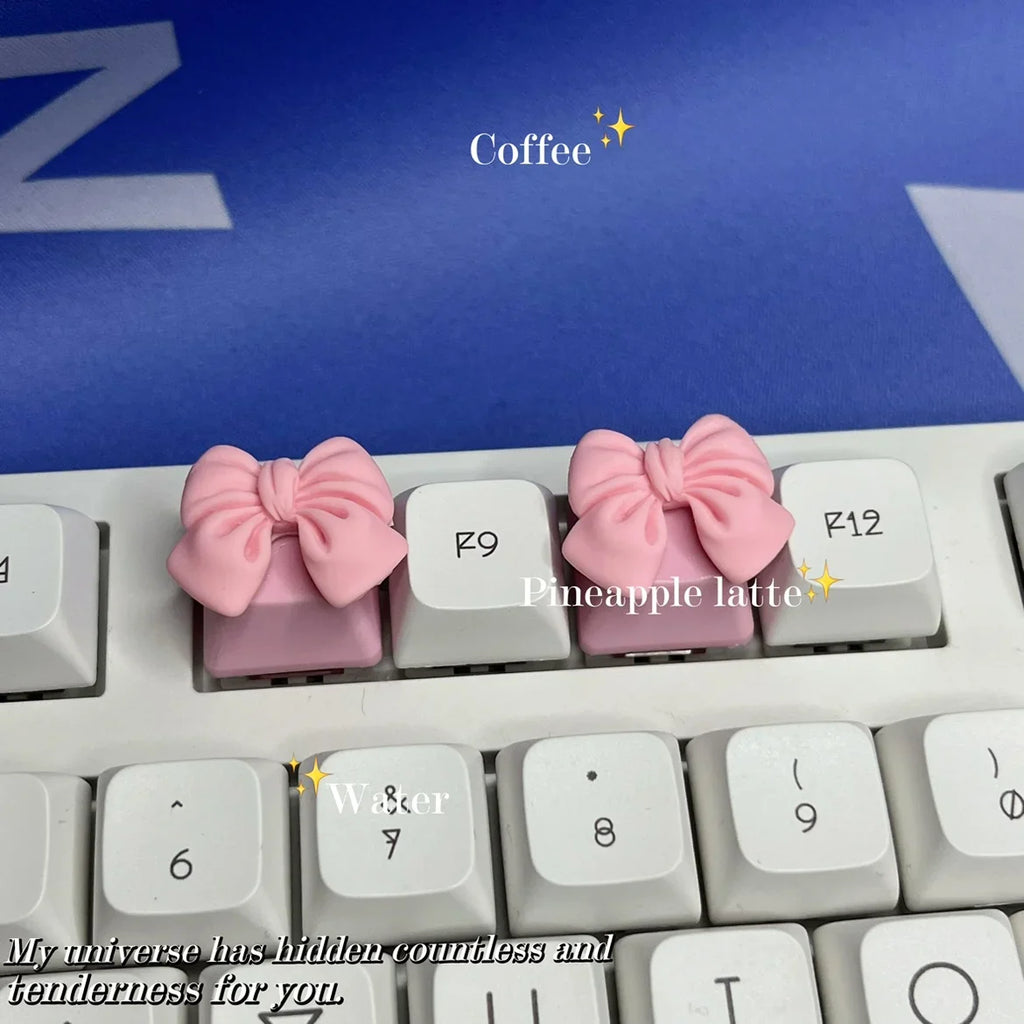 DIY Custom Bow Keycap with Transparent R4 Cross Axis Gaming Pink Mechanical Keyboard Keycaps Keyboard Decoration