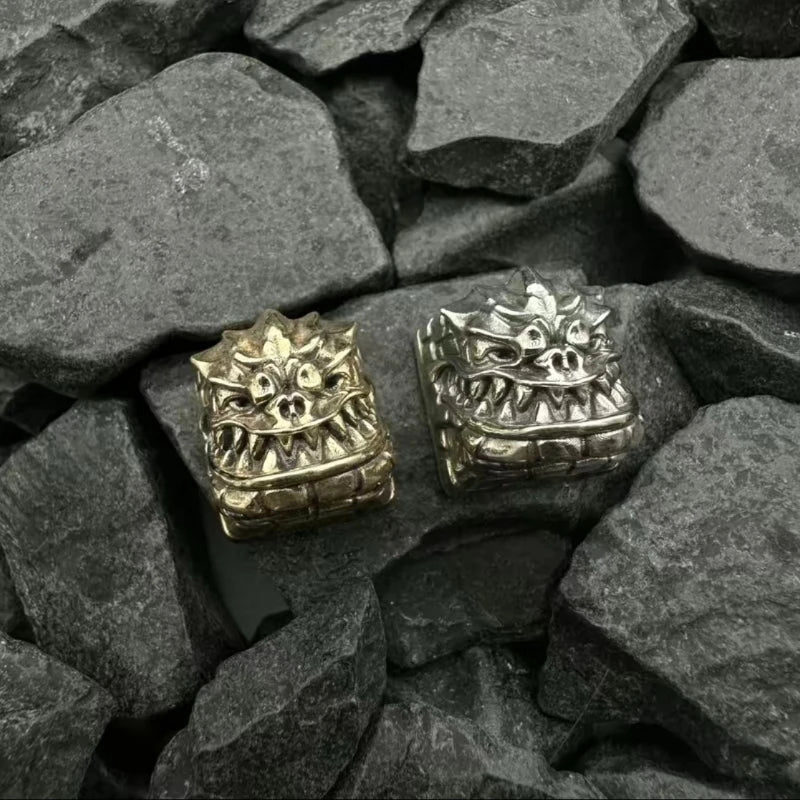 Black Myth: Wukong Keycaps Retro Skull Design Mechanical Keyboard Keycaps Customized Pure Copper Letter Card Slot Metal Keycaps