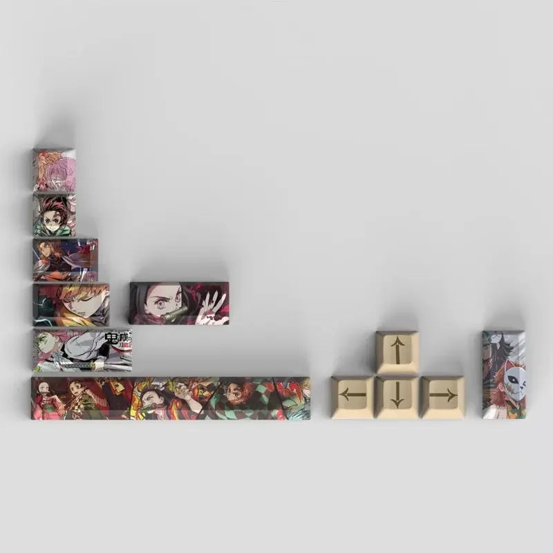 Cartoon anime Demon Slayer keycap thickened pbt thermal sublimation keycap 12 key mechanical keyboard replacement
