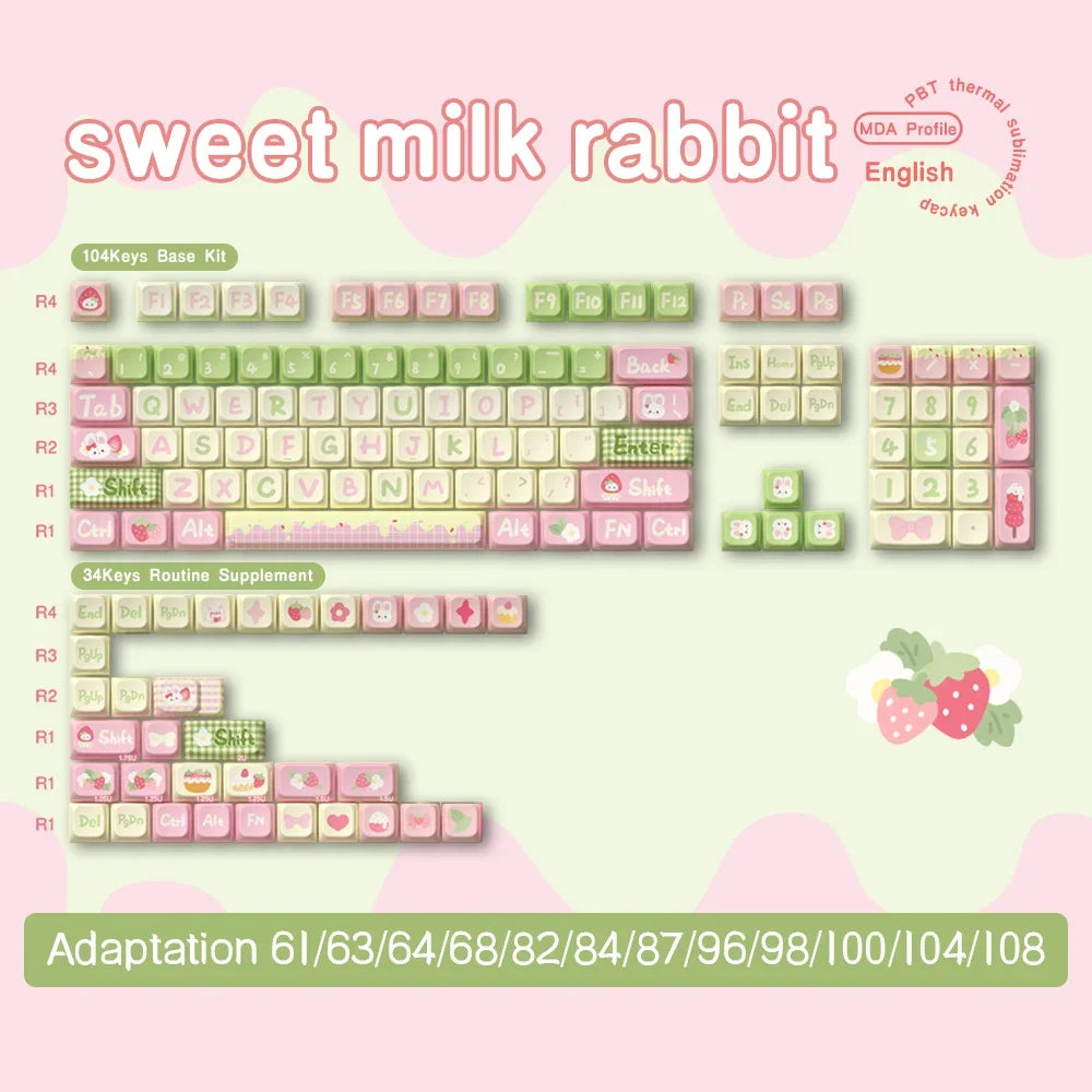 Original Theme Keycaps MDA Profile cute Anime PBT Keycap custom For Mechanical Keyboard with iso layout and 7U space bar