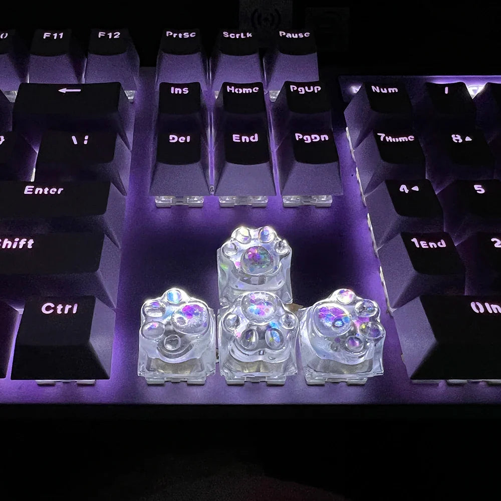 Games Backlit Keycap Cat Paw Cute DIY Key Cap for Mechanical Keyboards Personalized Transparent Crystal Keycap Cherry MX Axis