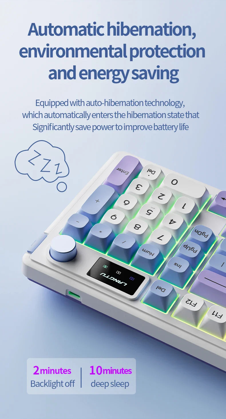LANGTU L98 Membrane Keyboard Tri-mode Wireless Gasket Structure RGB Multifunctional Knob Customized Gaming Keyboard Pc Accessory
