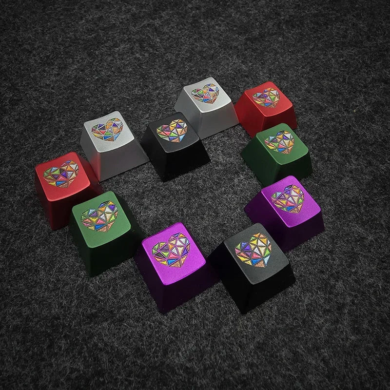 Glass Heart Keycap Custom Point Aluminum Alloy Color Glass Artisan Key Cap Cherry Profile MX Switch Mechanical Keyboard Keycap
