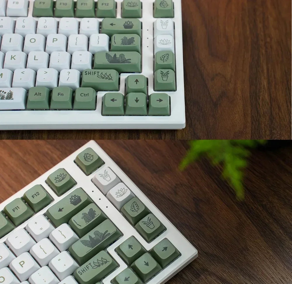 Forest Green Keycap XDA Profile PBT Sublimation 125keys Fresh Style White Green Mechanical Keyboard Keycaps