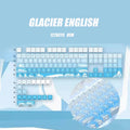 Korean Glacier Side-Engraved Translucent Keycaps OEM PBT Sublimation 122-Key DIY Fresh Gradient Blue White KR/korean Keycaps