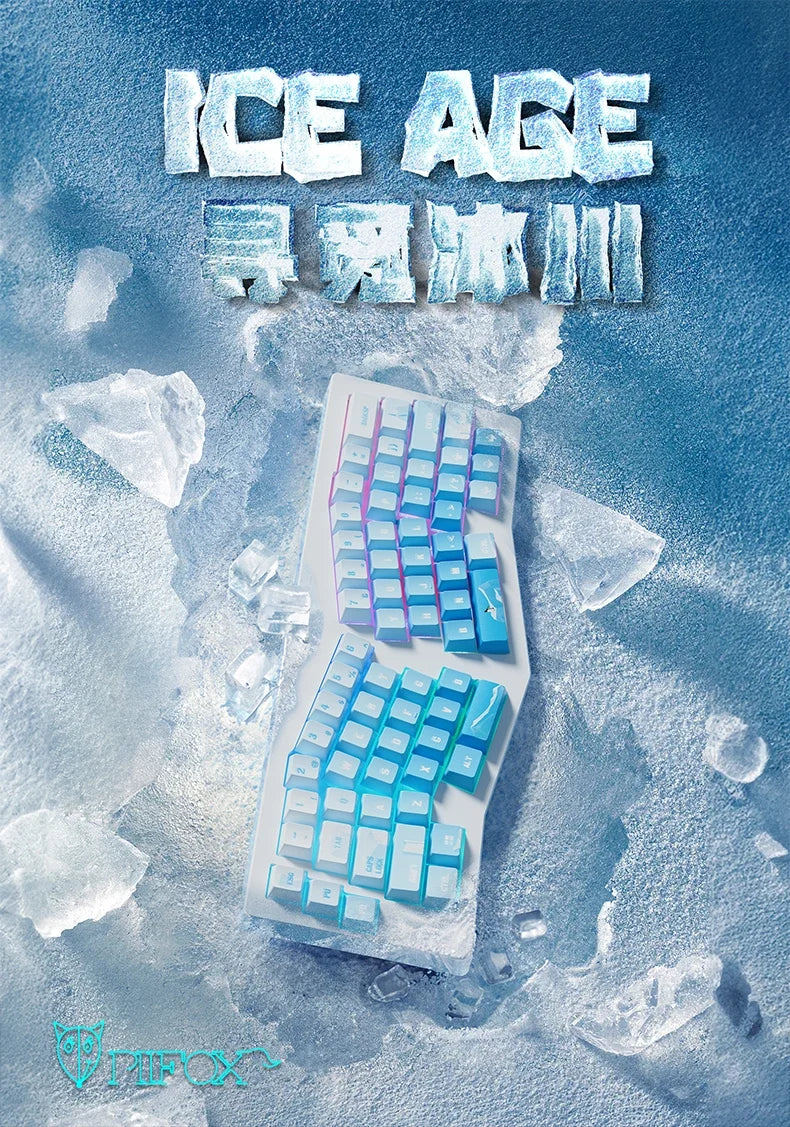 PIIFOX PBT OEM Profile Keycaps 135Keys Heat Sublimation Keycaps Ice Age Seeking Glacier Hand Painted Translucent  Key Caps