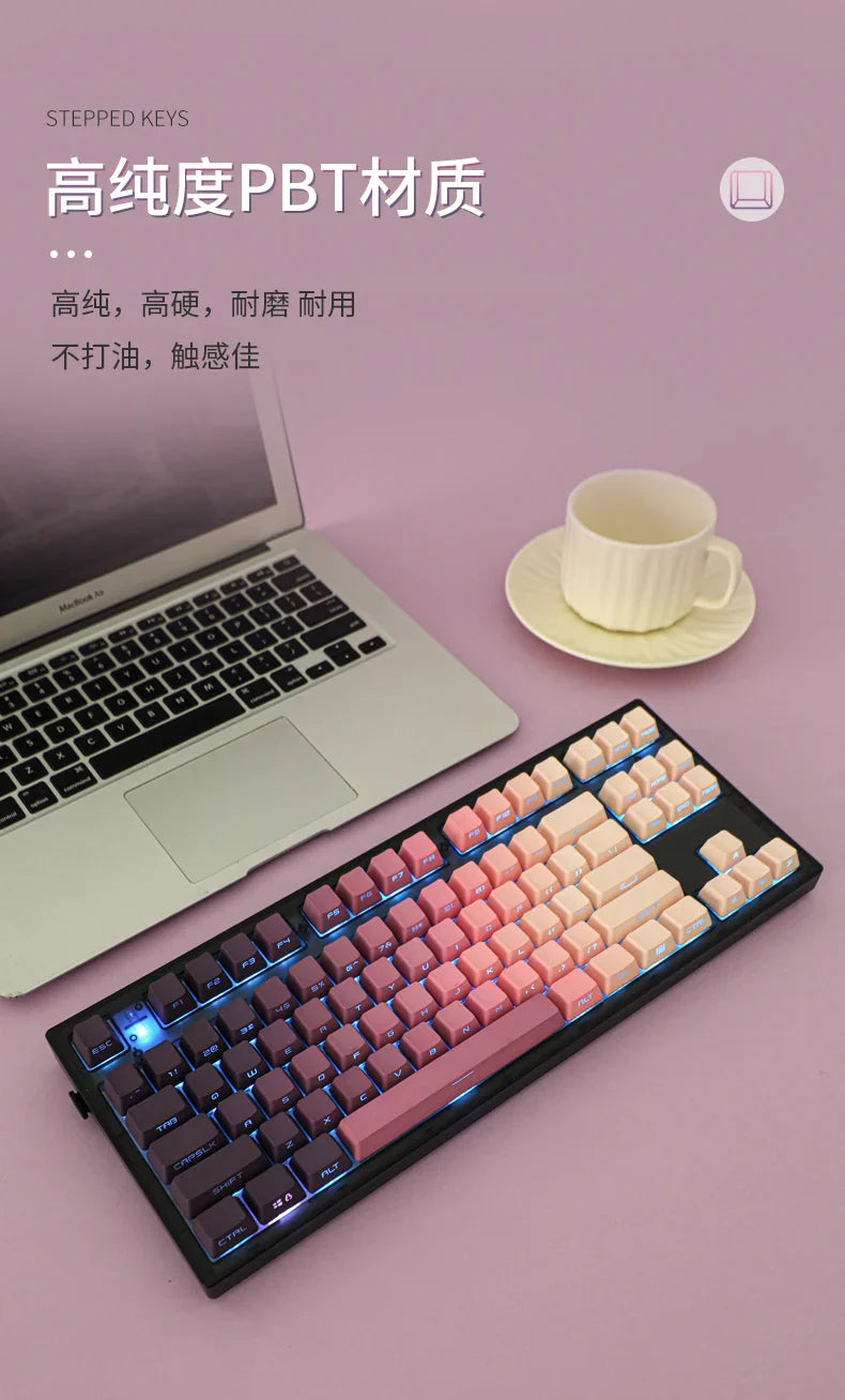 Gradient Eye Shadow PLUS Keycaps Side Top Character Translucent Backlit Key cap PBT OEM profile For MX Switch Keyboard