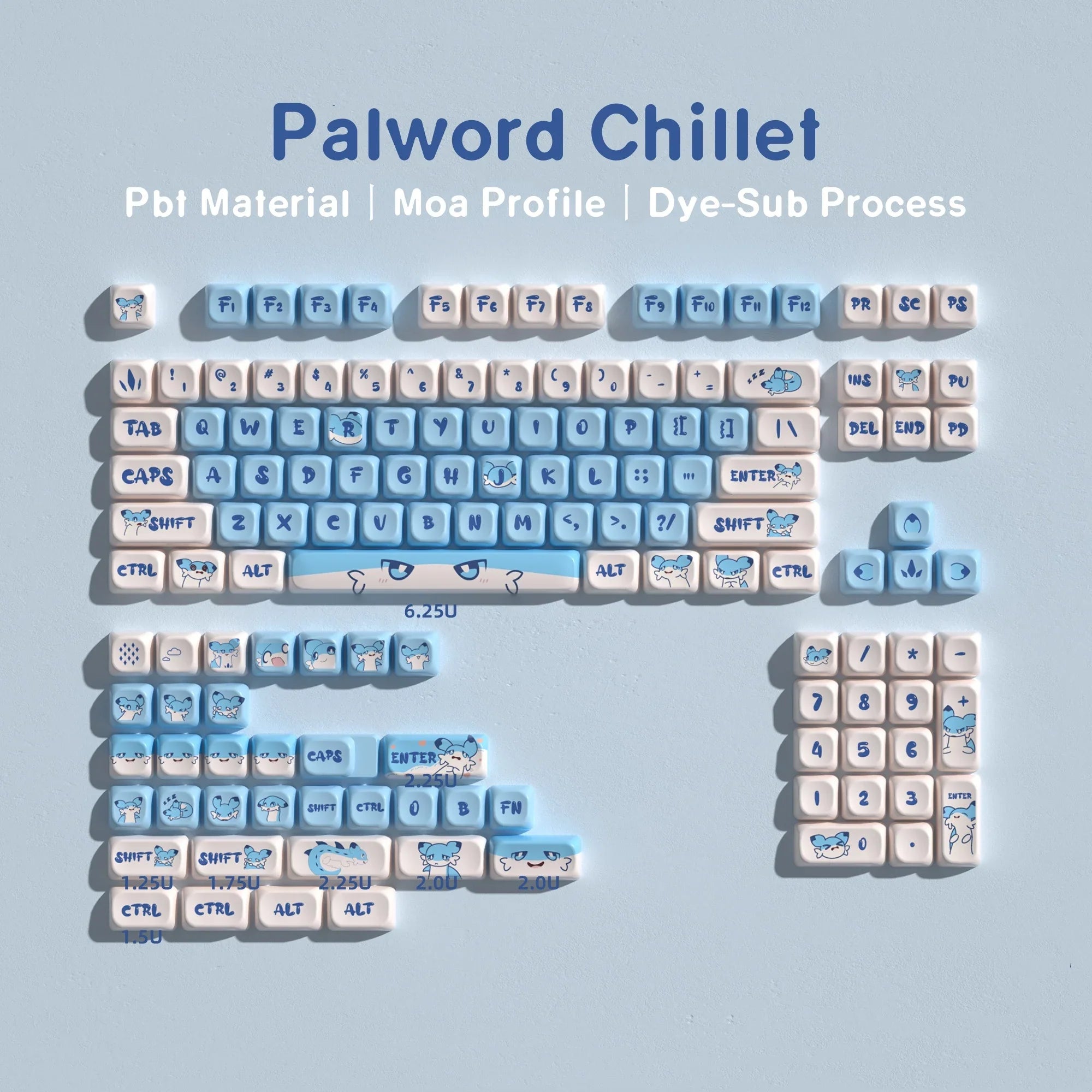 Moa Chillet Palword Pbt Keycaps Games Dye-Sub Big Set Key Caps For Mechanical Keyboard Wooting A65 Hi75 MX Switches