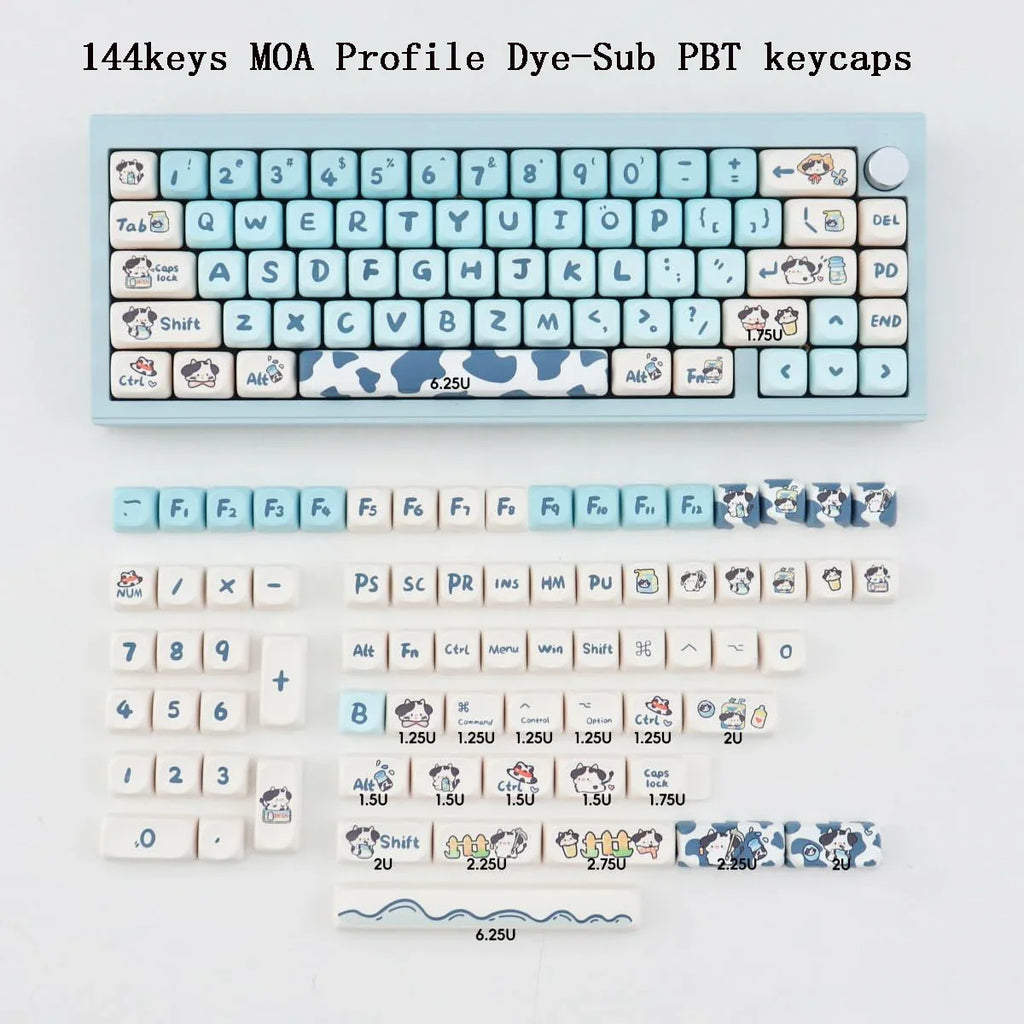 Cats and Puppies Keycaps MOA Profile Thermal Sublimation PBT Keycaps Personalized Cute Keycap For 64/104/108 Mechanical keyboard