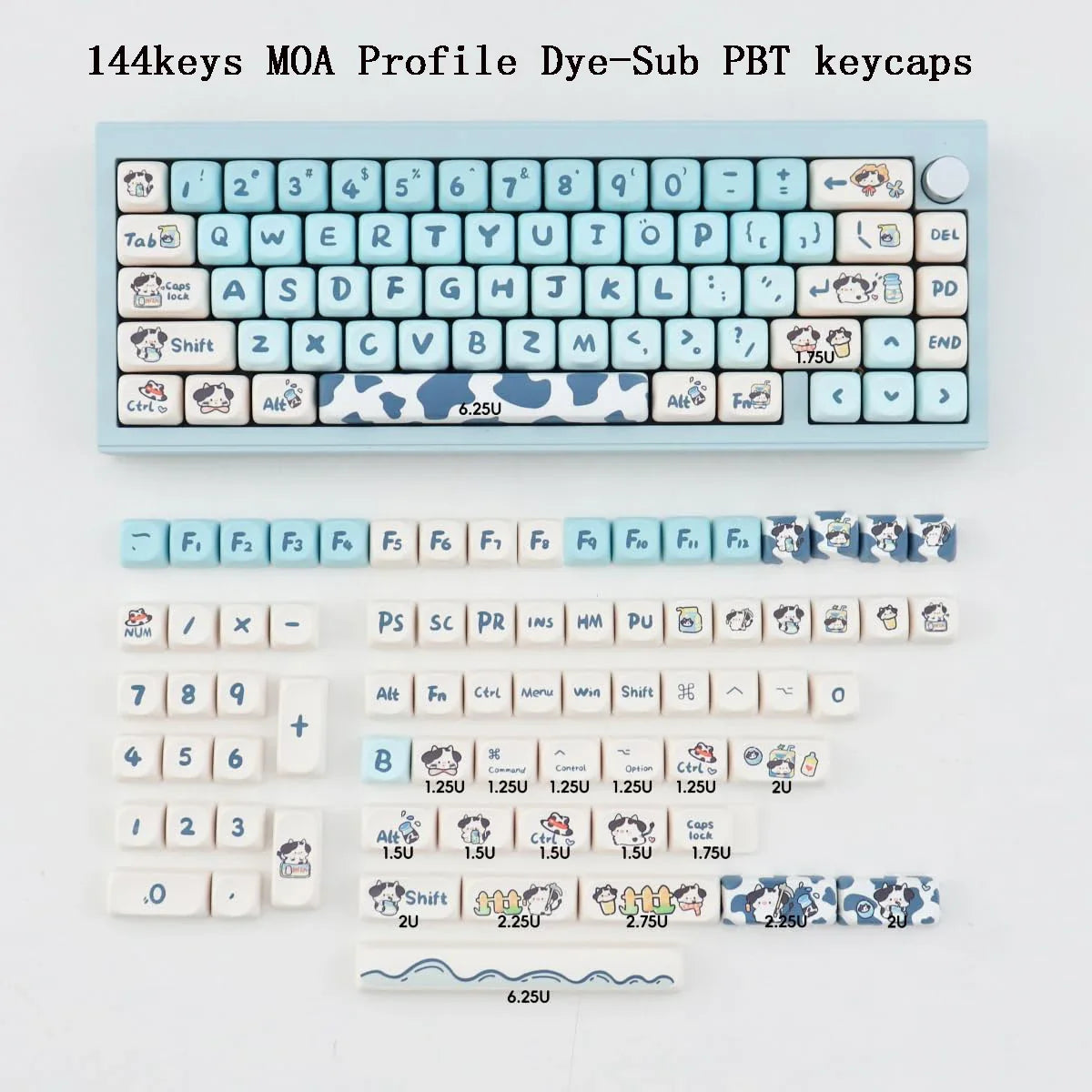 Cats and Puppies Keycaps MOA Profile Thermal Sublimation PBT Keycaps Personalized Cute Keycap For 64/104/108 Mechanical keyboard