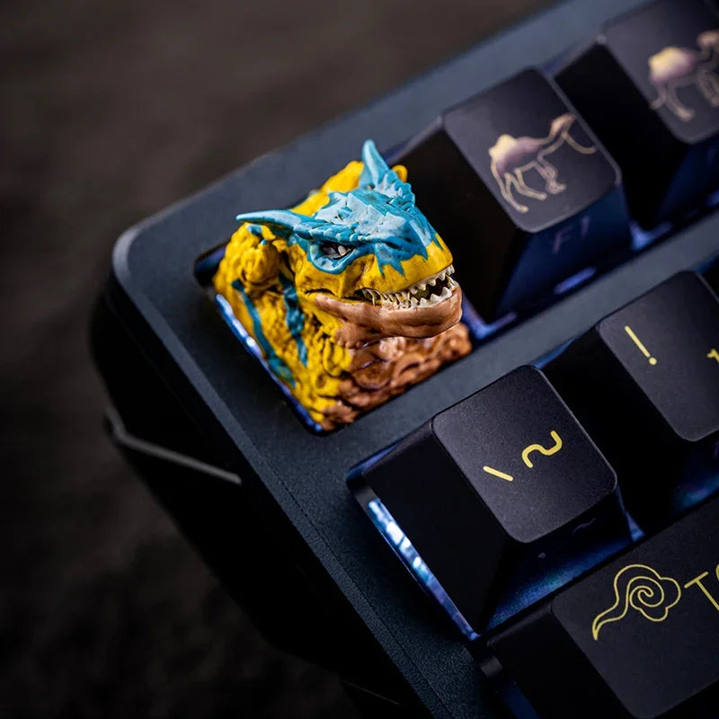 MonsterHunter Dragon Point Keycaps Anime Artisan Keyboard Cap Zinogre 3D Custom Gaming Decoration KeyCap for Mechanical Keyboard