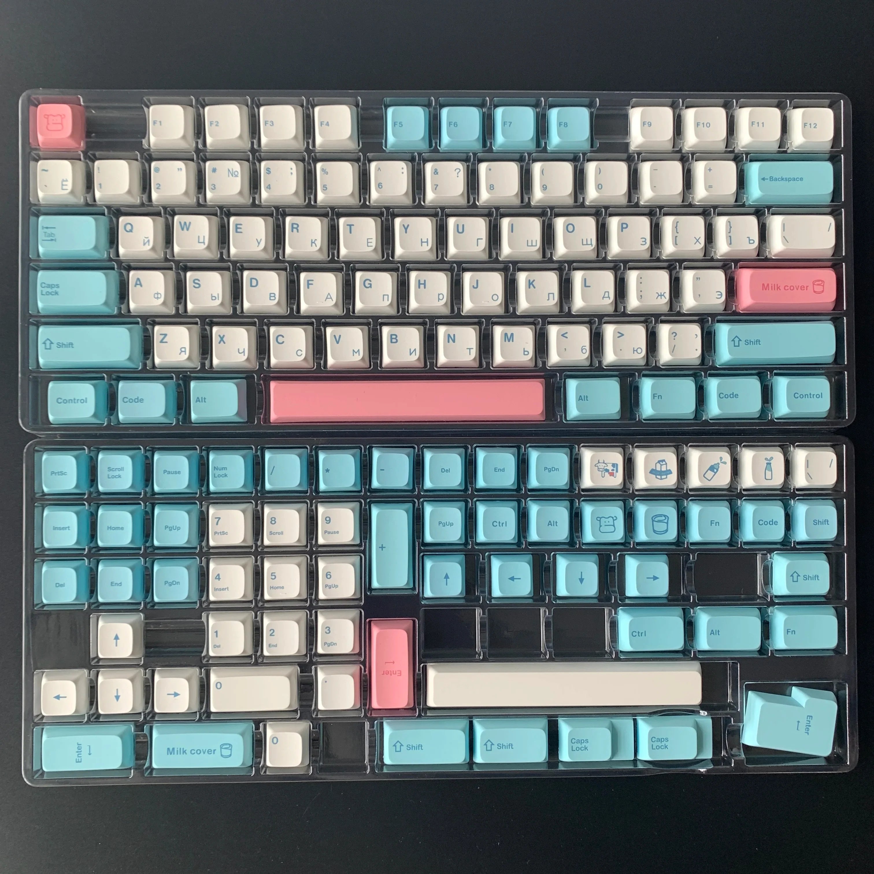 MAIMOOO Russian/English PBT Keycap DYE-SUB XDA Profile Personalized Milk Cover keycaps For Cherry MX Switch Mechanical Keyboard