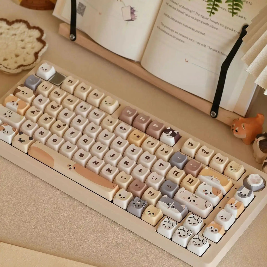 Cute Meow Keycaps Cat Head MAO Profile PBT Square Key Cap Thermal Sublimation Mechanical Keyboard Keycap Cat Set For Girls Gift