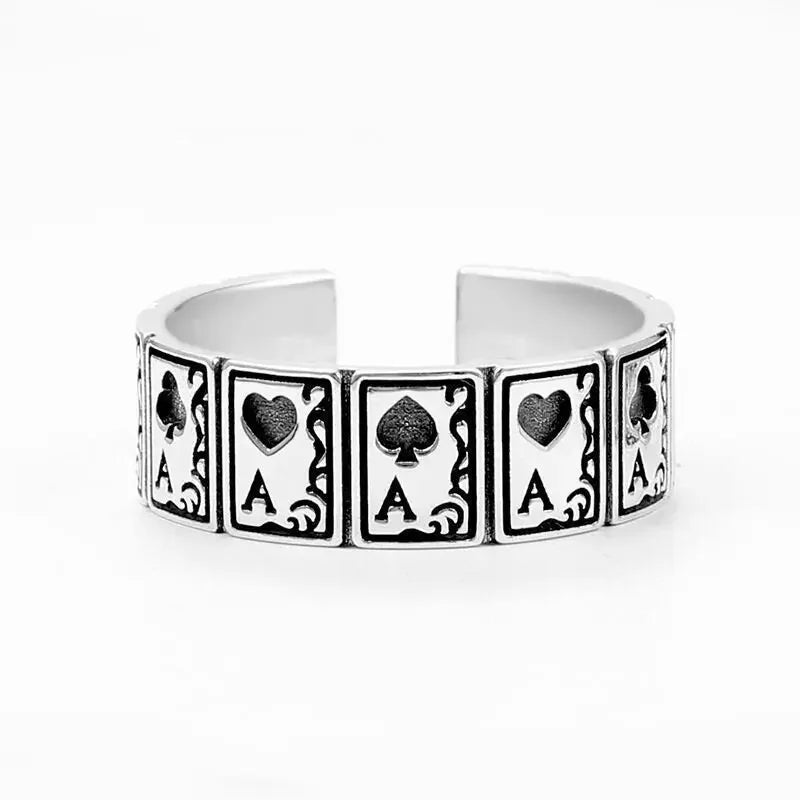 Devil Ram Horns Skull Open Ring for Men's Retro Satanic Cross Religious Amulet Jewelry