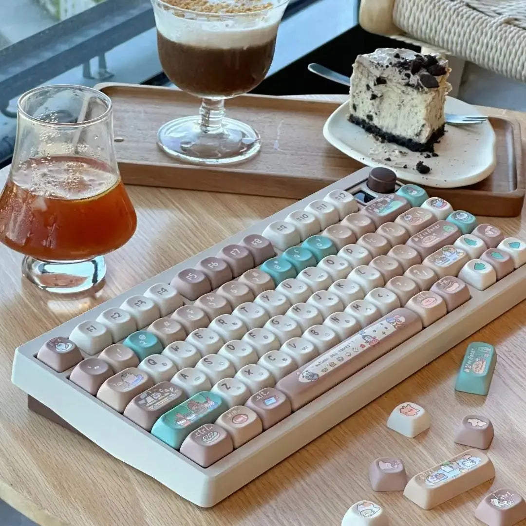 Cute Keycap Cocoa Bean Milk PBT Five-Sided Sublimation XOA Personalized Ball Cap DIY Mechanical Keyboard Keycaps Keycap Set