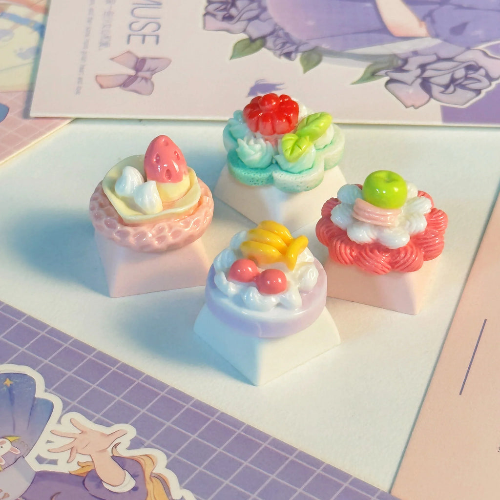 Lifelike Small Cake Keycap Personalized Handmade Key Cap Random 2pcs Cute Girly Heart Keycaps for DIY Mechanical Keyboard
