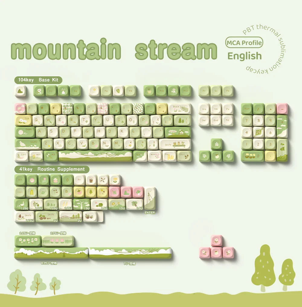Jungle Theme Keycaps MCA Profile Personalized Cartoon Keycap For Mechanical Keyboard with 7U and ISO key cap