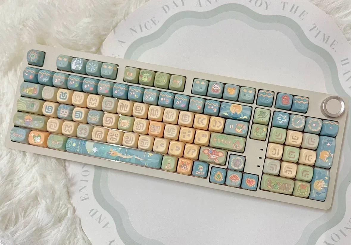 Dragon Tears Keycaps MOA/SOA Keycap Customized Cute Keycaps PBT Original Artist Green Keycap for Alice/ANSI Mechanical Keyboard