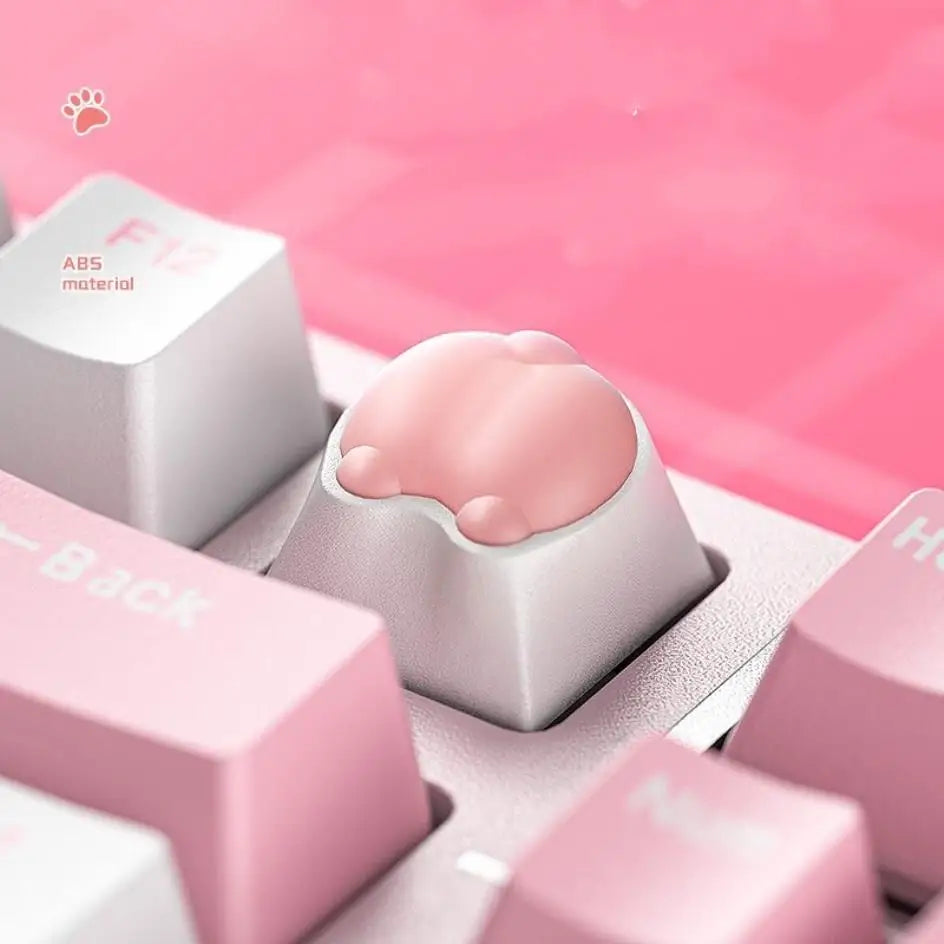 ZIFRIEND 4Pcs Cute Cat Paw Keycaps for Mechanical Keyboard Cherry MX Switch DIY Custom Silicone Key Cap Artisan Pink Color