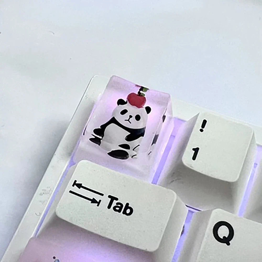 1Pcs Cute Panda Pattern Keycap Resin Handmade Decoration Personality Esc R4 OEM Cute key cap mold Keycap for Mechanical Keyboard