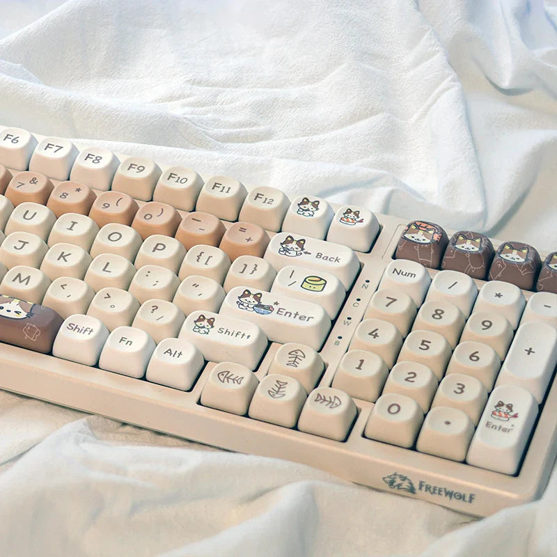 Keycap MOA Height Cartoon Cute PBT Hot Sublimation Suitable for Mechanical Keyboard 144 Keys