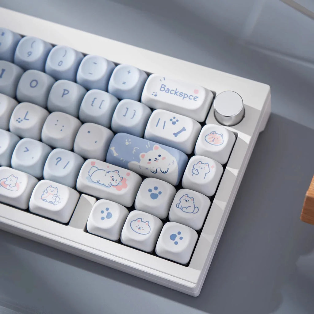 ULSION 132Keys MOA Profile Dog Cat Cartoon Keycaps for 61/64/68/78/84/87/96/104/108 Keys Gaming Mechanical Keyborad MX Swtiches