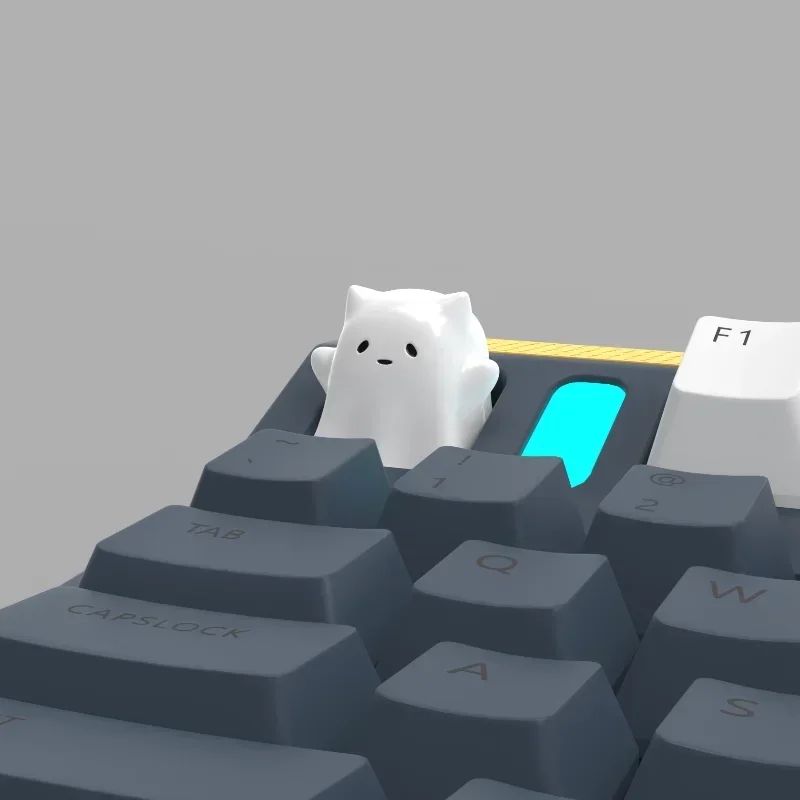 Cute Animal Keycaps Ghost Cat Mechanical Keyboard Keycaps Accessories Purple Pink Cartoon Resin Customized Keycaps Girls Gift