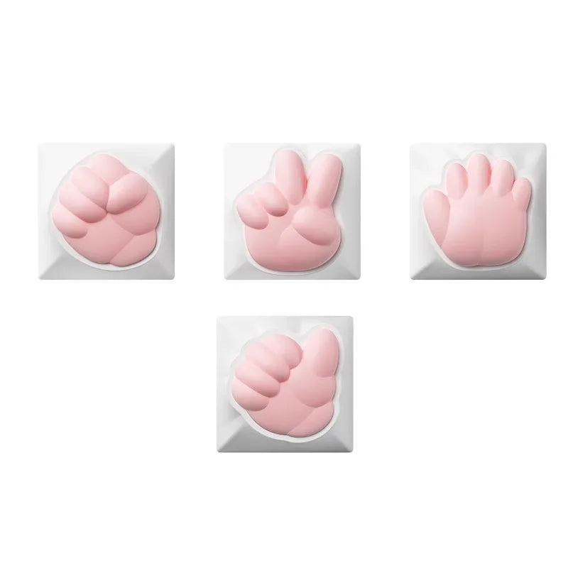 Mongseek Super Cute Cat Claw KeyCap Girl Powder Mechanical Keyboard Key Cap Soft Silicone Cross Shaft Universal Birthday Gifts