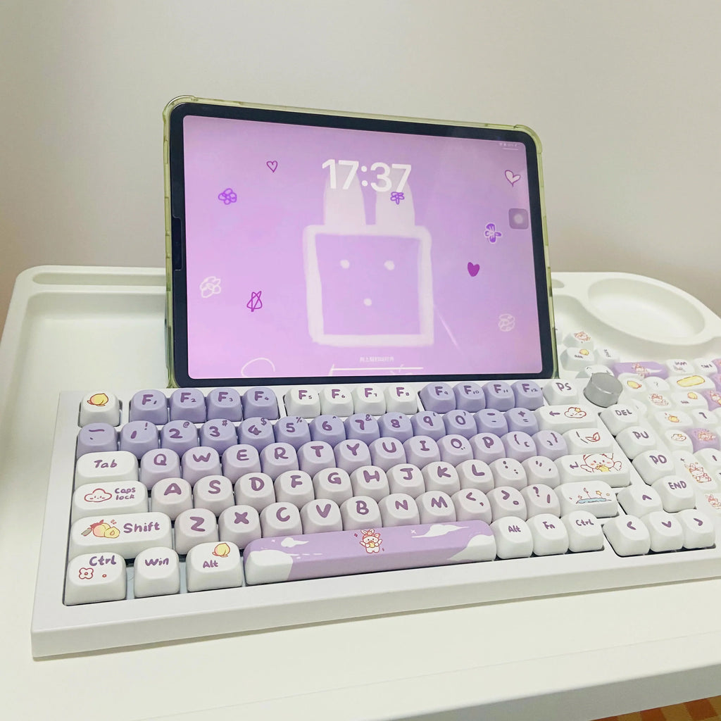 Cute Key Cap Mechanical Keyboard Key Caps MOA 142keys Gradient Purple Rabbit Dye-sublimation Customized Personalized Keycaps Pbt