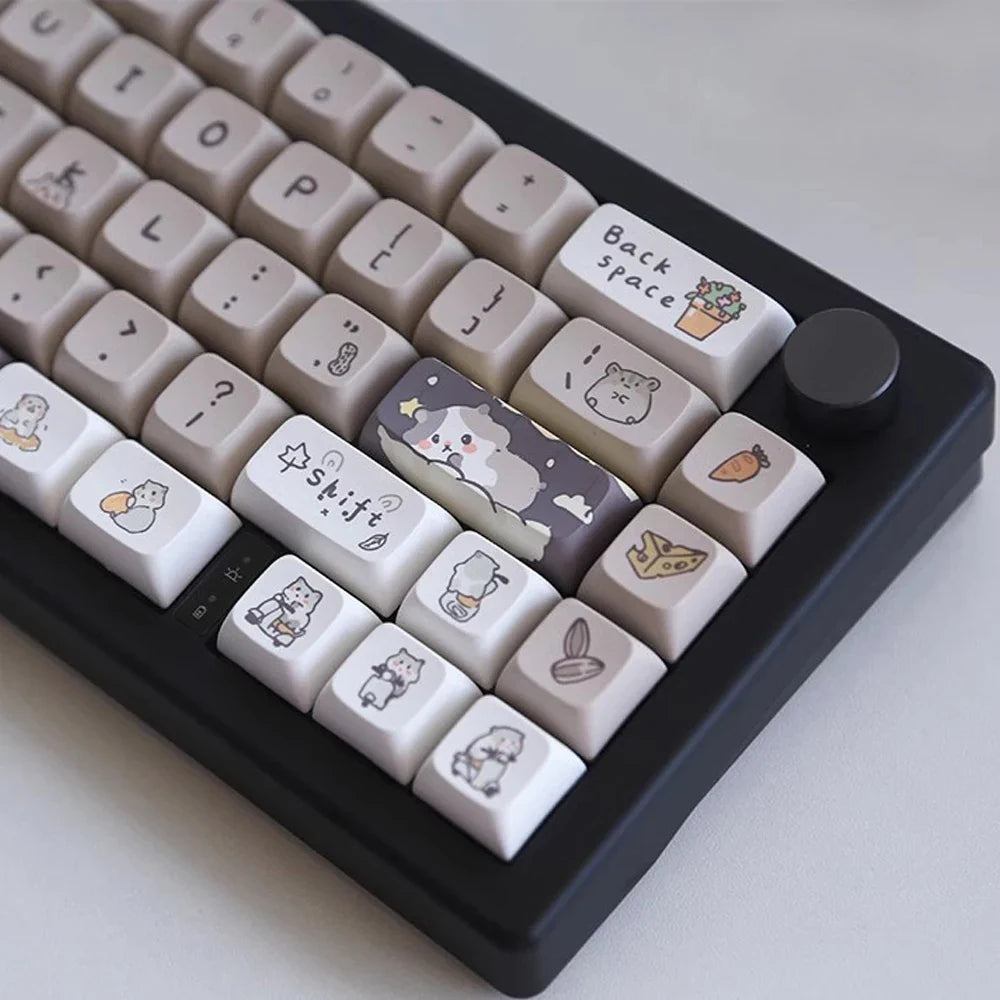 132 keys Cute Mouse Cartoon Theme Keycaps XDA Profile Key caps English for 61/64/68/84/87/96/98/104 Mechanical Keyboard Keycaps