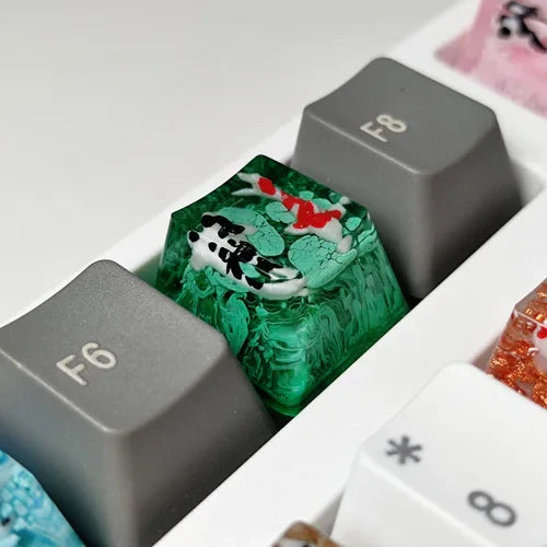 Handmade Keycaps Custom Scenery Koi 1U Resin Keycaps For Cherry Mx Switch Gamer Mechanical Backlit Keyboard Replace RGB Keycaps