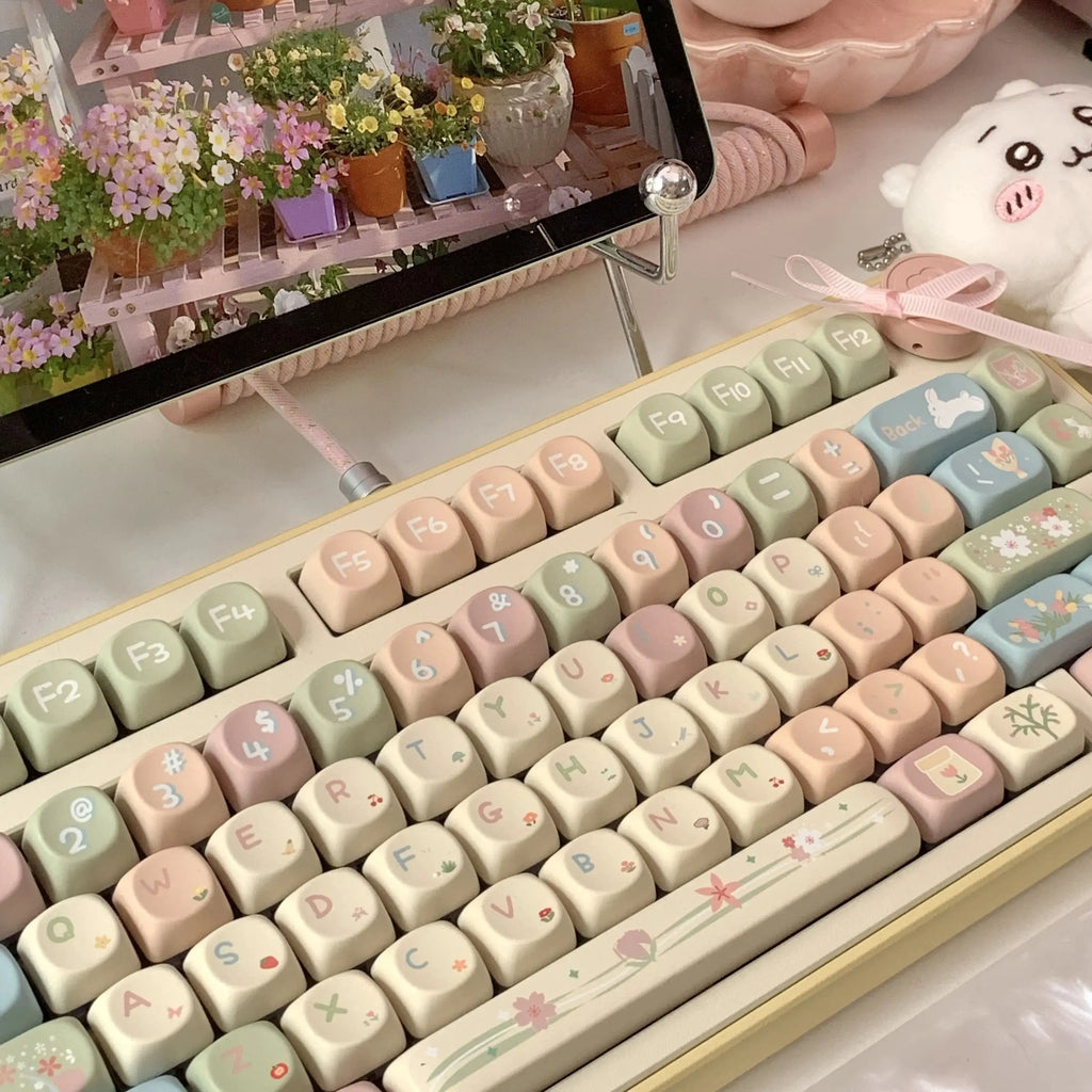 MOA Keycaps Cute Alice Keycaps Cute Keycaps 141 Keys PBT Sublimation Mechanical Keyboard Cap 2.25 U 2.75U