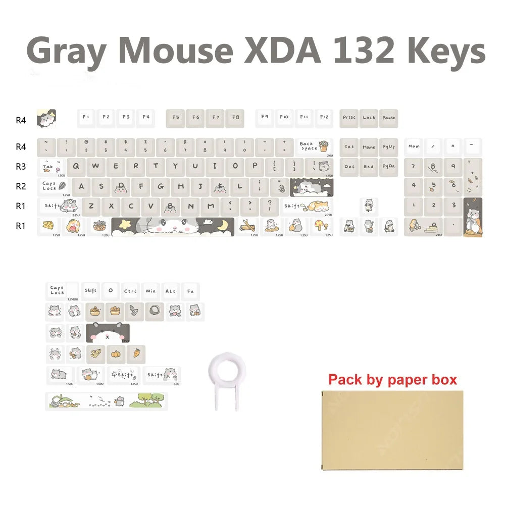 Orange squirrel Gray Rat Theme Keycap XDA Profile Key cap English Korean for 61/64/68/84/87/96/98/104 Mechanical Keyboard Keycap