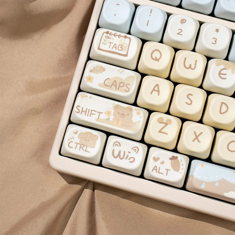 Cats and Puppies Keycaps MOA Profile Thermal Sublimation PBT Keycaps Personalized Cute Keycap For 64/104/108 Mechanical keyboard