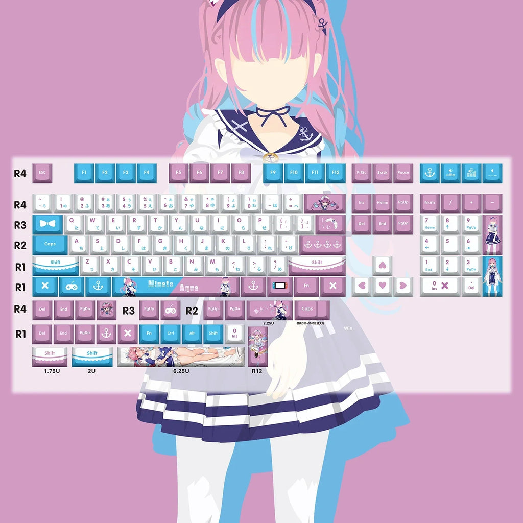 Hololive Vtuber Keycaps Tokoyami Towa Keycap PBT DYE Sublimation Cherry MX Cross Axis Switch Keycap for Mechanical Keyboard