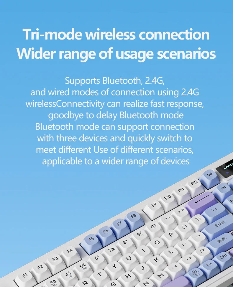 LANGTU L98 Membrane Keyboard Tri-mode Wireless Gasket Structure RGB Multifunctional Knob Customized Gaming Keyboard Pc Accessory