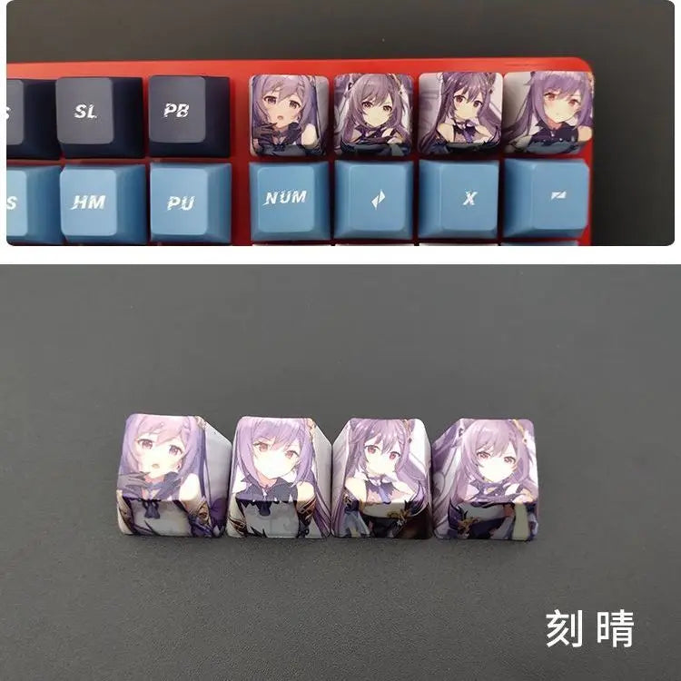 Cartoon Anime Genshin Impact Keycap zhongli Mechanical keyboard replacement key R4 PBT thermal sublimation Cherry OEM height