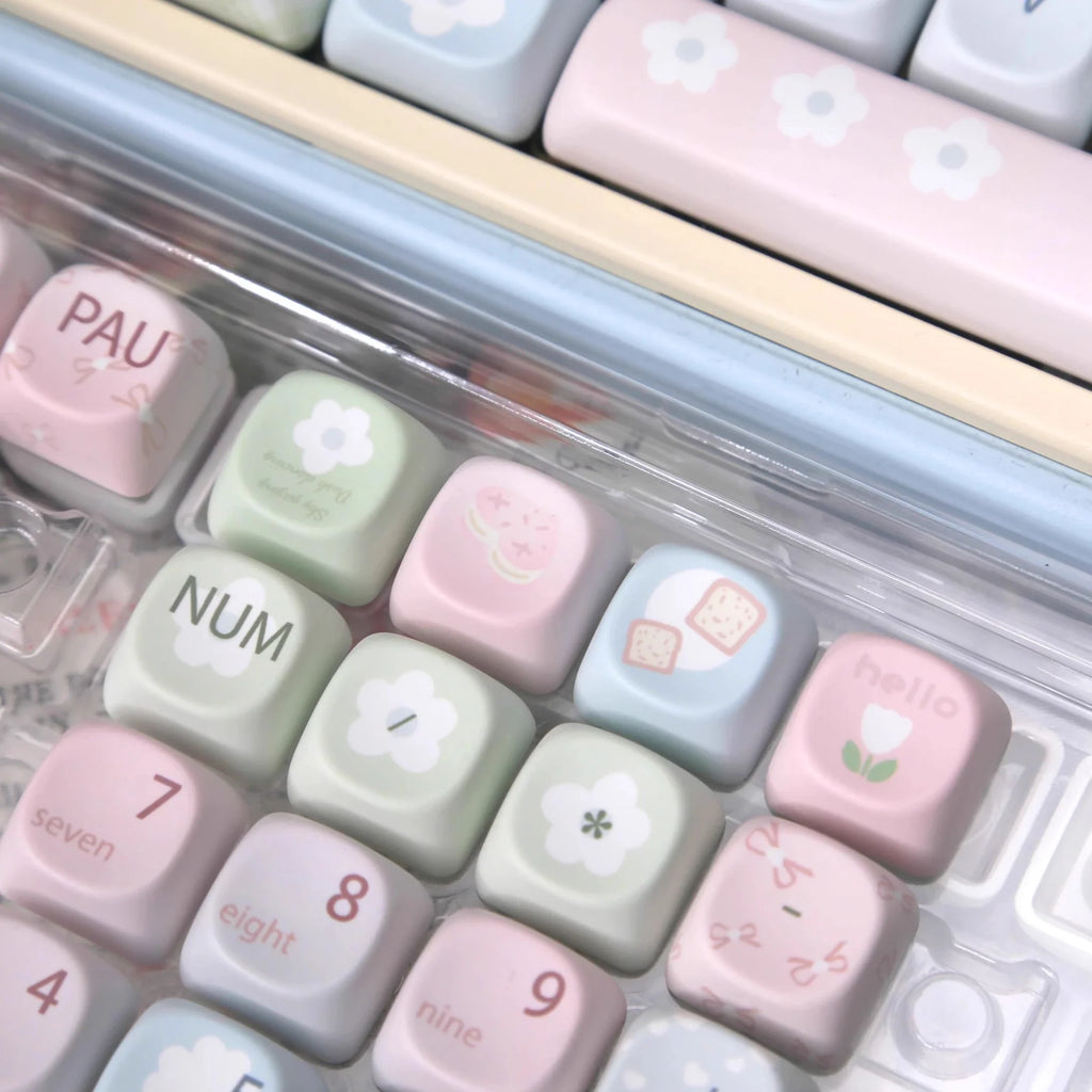 Mousse Mood Theme Keycap MOA Profile 131 Keys Cute Sweet Keycaps PBT Thermal Sublimation Macaron Color Mechanical Keyboard Cap