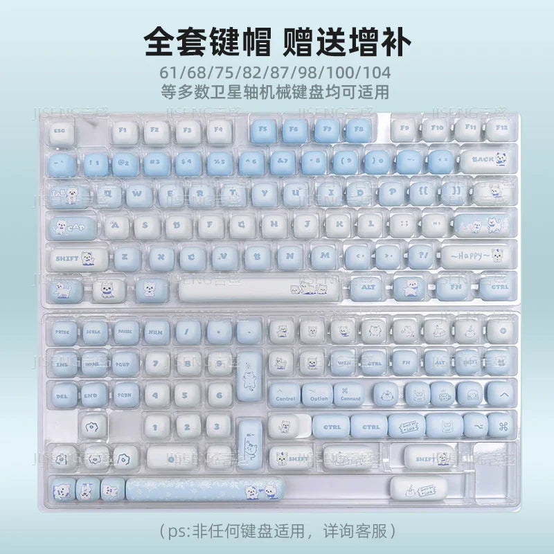 Blue Cat Mantou Keycap Set Custom PBT 140keys Lovely Animal MOG Profile Anime Key Caps Mechanical Keyboard Artisan Keycaps Gift