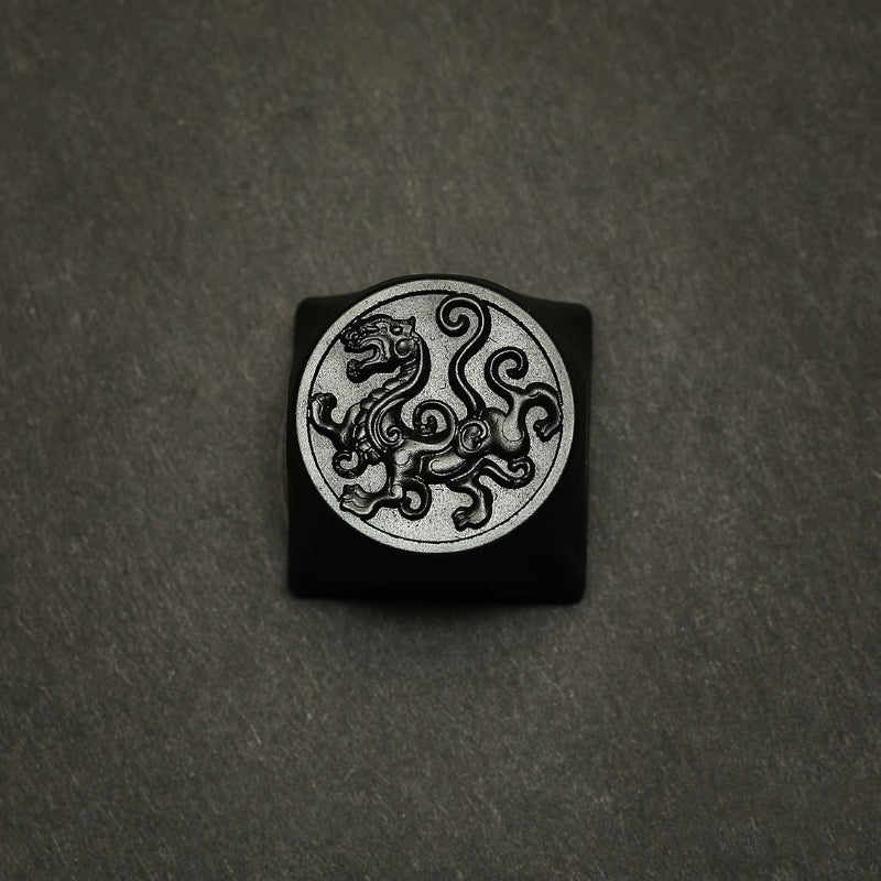 ECHOME Dark Jade Keycap The Four Symbol Theme Hand-carved Translucent Keyboard Cap Custom Artisan KeyCap for Mechanical Keyboard