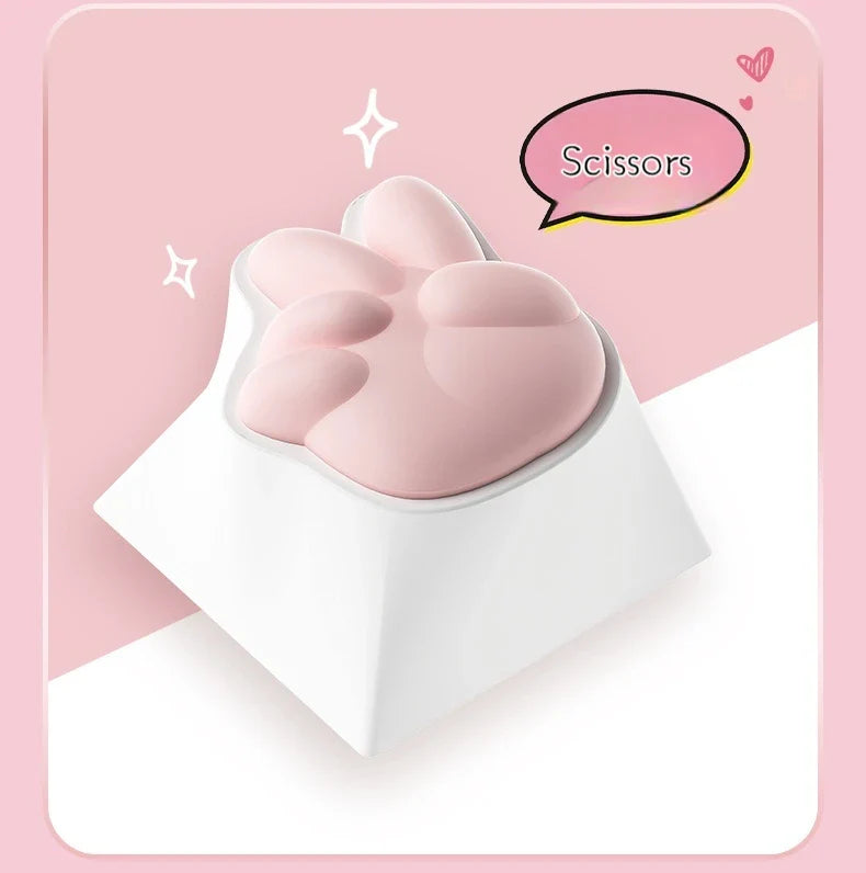 Cute Cat Claw Stone Scissors Cloth Praise Keycap Soft Silicone Oem High Beauty Girl Heart Girl'S Holiday Free delivery Gift
