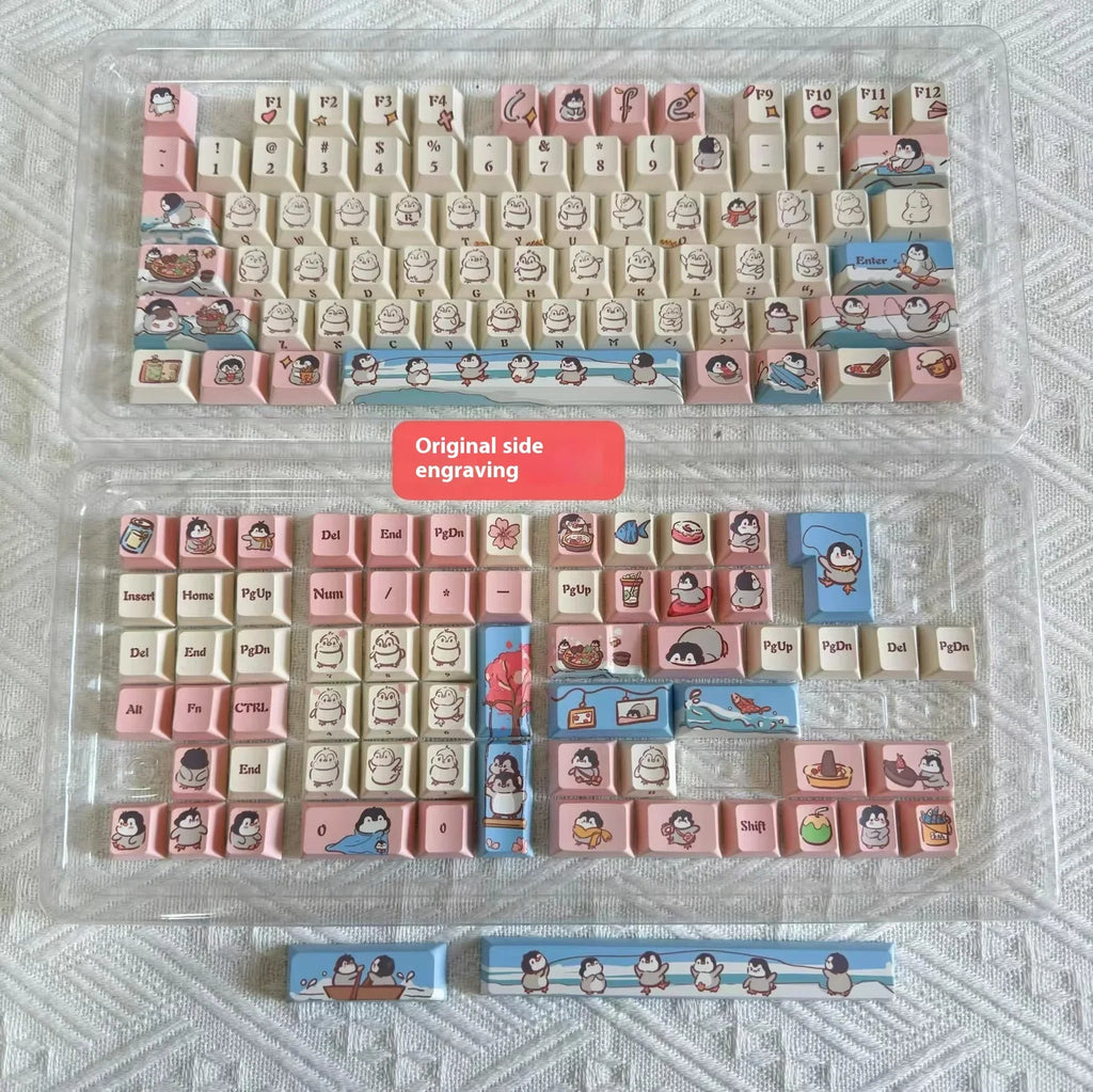 Raccoon/Penguin Keycap 148keys Cherry Side Printed Pbt  Sublimation Mechanical Keyboard Keycaps Customized Cute For Game Office