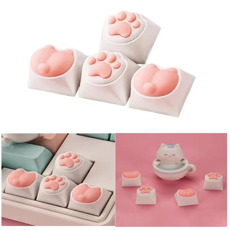 Cat's Paw PC&Silicone Soft and Cute Cat Claw Personalized Keycap Mechanical Keyboard KAWAII Cat Claw Keycap Customization Keycap